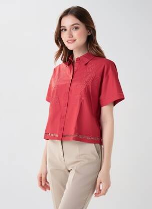 Chemisier manches courtes manches courtes rouge LA PETITE ETOILE femme