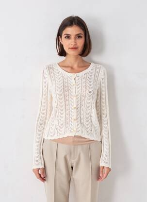 Gilet manches longues col rond beige LA PETITE ETOILE femme