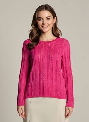 Pull maille ajourée manches longues rose LA PETITE ETOILE femme