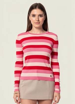 Pull stretch manches longues rose LA PETITE ETOILE femme