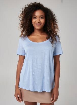 T-shirt col rond manches courtes bleu LA PETITE ETOILE femme