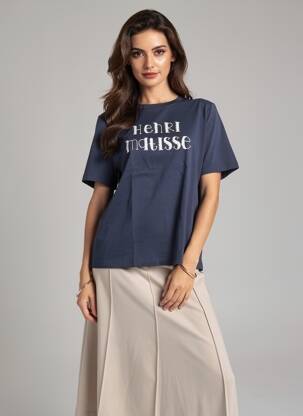 T-shirt sérigraphie floquée manches courtes bleu ARTLOVE femme