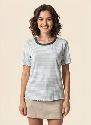 T-shirt stretch manches courtes bleu NUMPH femme