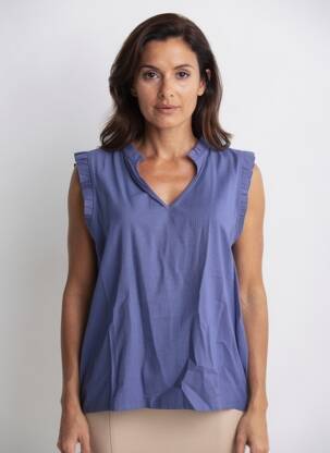 Blouse tissage crêpe manches courtes bleu NUMPH femme