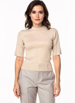 Pull stretch manches courtes beige NUMPH femme