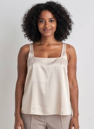 Top col carré fines bretelles beige NUMPH femme