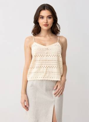 Top stretch fines bretelles beige ANDY & LUCY femme