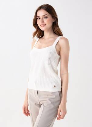 Top col carré fines bretelles beige LA PETITE ETOILE femme