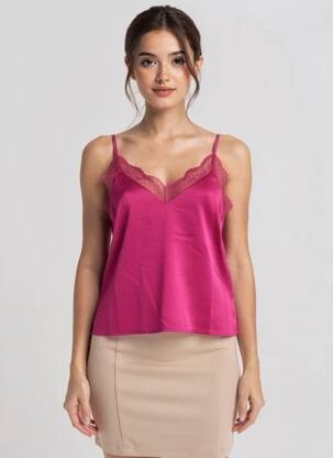 Top stretch fines bretelles rose LA PETITE ETOILE femme