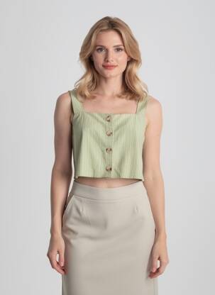 Top col carré fines bretelles vert LA PETITE ETOILE femme
