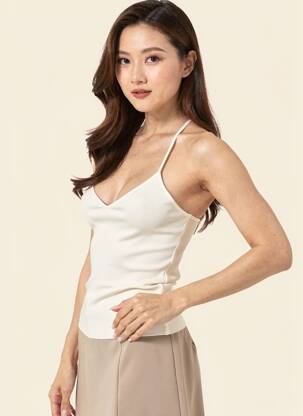 Top stretch fines bretelles beige LA PETITE ETOILE femme