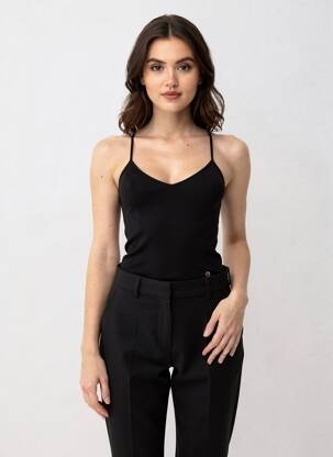 Top stretch fines bretelles noir LA PETITE ETOILE femme