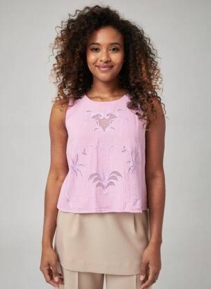 Top stretch sans manche rose LA PETITE ETOILE femme