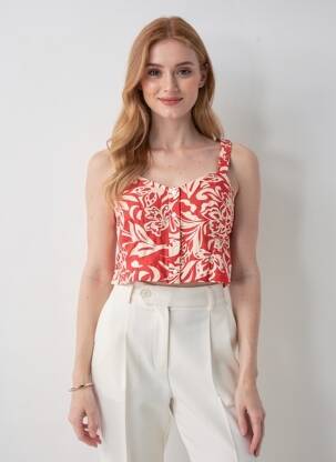 Top col v fines bretelles rouge ARTLOVE femme