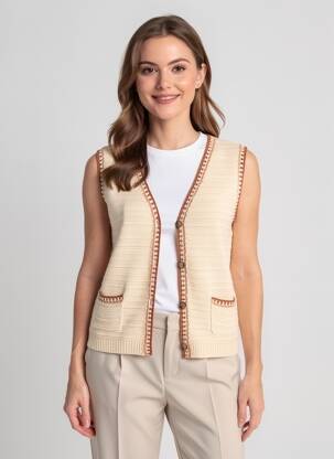 Gilet sans manche poches beige LA PETITE ETOILE femme