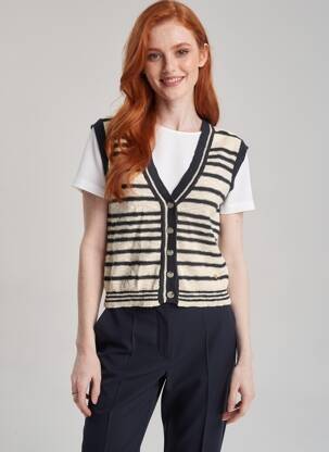 Gilet sans manche maille fine bleu LA PETITE ETOILE femme