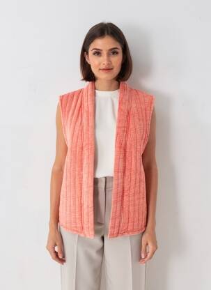 Gilet sans manche coupe droite orange LA PETITE ETOILE femme