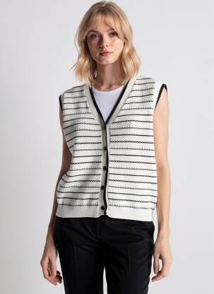 Gilet sans manche fermeture boutonnée sur le devant blanc ARTLOVE femme