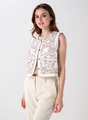 Gilet sans manche coupe droite beige LA PETITE ETOILE femme