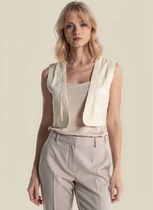 Gilet sans manche coupe droite beige LA PETITE ETOILE femme