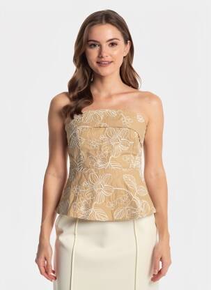 Top col carré sans manche beige ARTLOVE femme