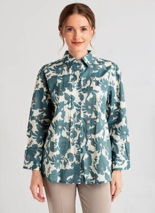 Chemisier imprimé fleurs manches longues bleu NICE THINGS femme