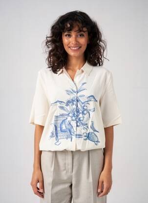 Chemisier manches courtes manches courtes blanc NICE THINGS femme