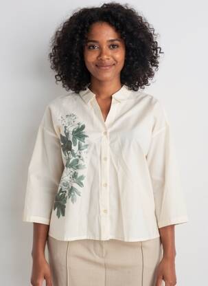 Chemisier coupe droite manches 3/4 blanc NICE THINGS femme