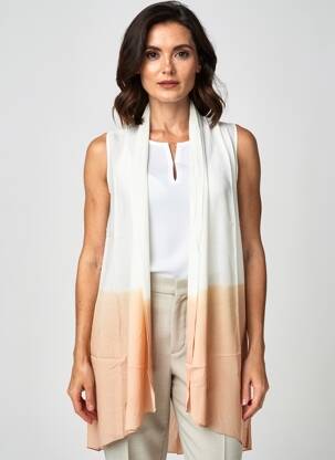 Gilet manches courtes col châle beige POU NOU femme