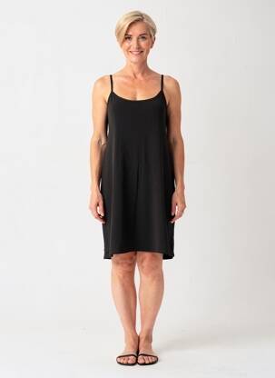 Robe courte col rond fines bretelles noir AN II VITO femme