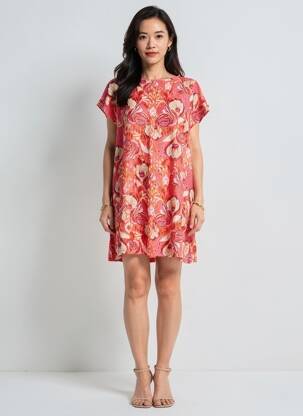 Robe courte manches courtes manches courtes orange YEST femme
