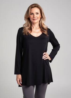 Tunique manches longues tissage crêpe noir AN II VITO femme