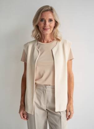Gilet sans manche coupe droite beige YEST femme