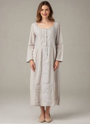 Robe longue manches longues manches longues gris BELLAWAY femme