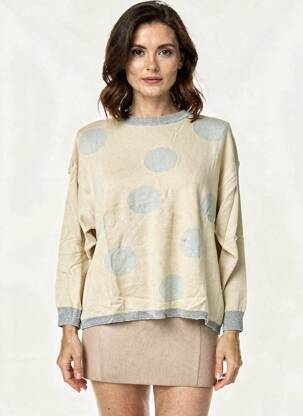 Pull coupe droite manches 3/4 beige ANGELA DAVIS femme