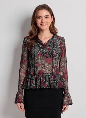 Top manches longues manches longues noir BELLAWAY femme
