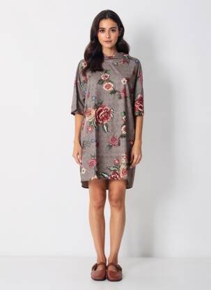Robe courte manches courtes manches courtes marron ANTONELLO SERIO femme