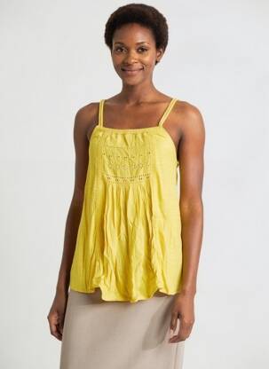 Top coupe fluide sans manche jaune BELLAWAY femme
