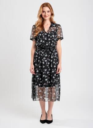 Robe mi-longue coupe fluide manches courtes noir NAS.TY CO' femme
