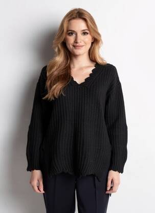 Pull coupe cintrée manches longues noir MARYLEY femme