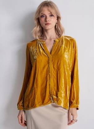 Blouse manches longues manches longues jaune CHARLIE JOE femme