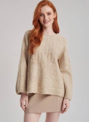 Pull resserrée sur le bas manches longues beige CHARLIE JOE femme