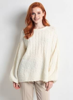 Pull resserrée sur le bas manches longues beige CHARLIE JOE femme