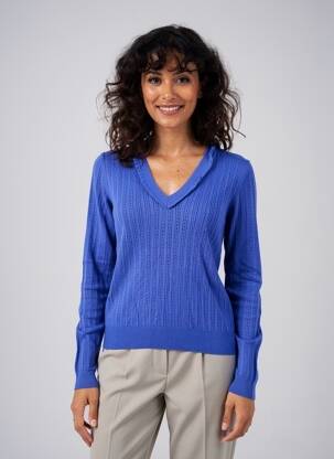 Pull maille ajourée manches longues bleu ANGELA DAVIS femme