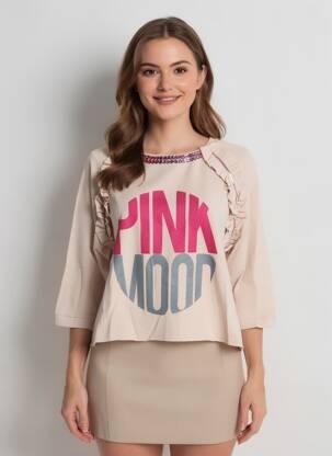 Top tissage jersey manches 3/4 rose NAS.TY CO' femme