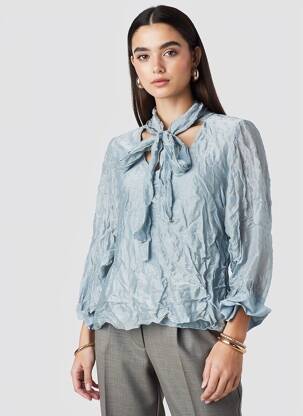 Blouse manches 3/4 manches 3/4 bleu ANGELA DAVIS femme