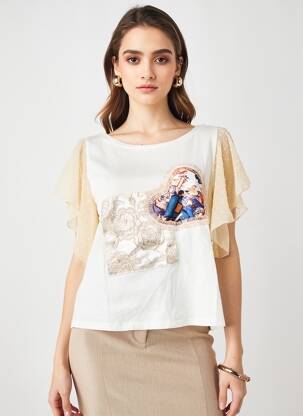 T-shirt stretch manches courtes beige NAS.TY CO' femme