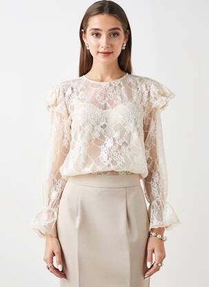 Top manches longues manches longues beige KING KONG femme