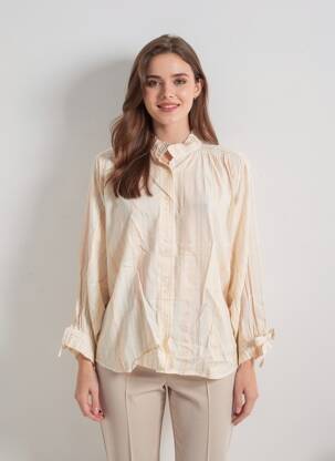 Chemisier tissage crêpe manches 3/4 beige CHARLIE JOE femme