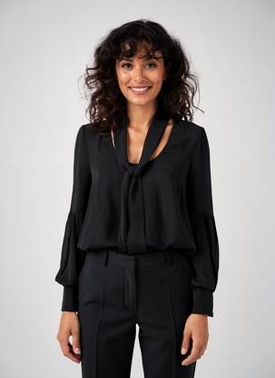 Blouse poignets boutonnés avec fente manches longues noir ANGELA DAVIS femme
